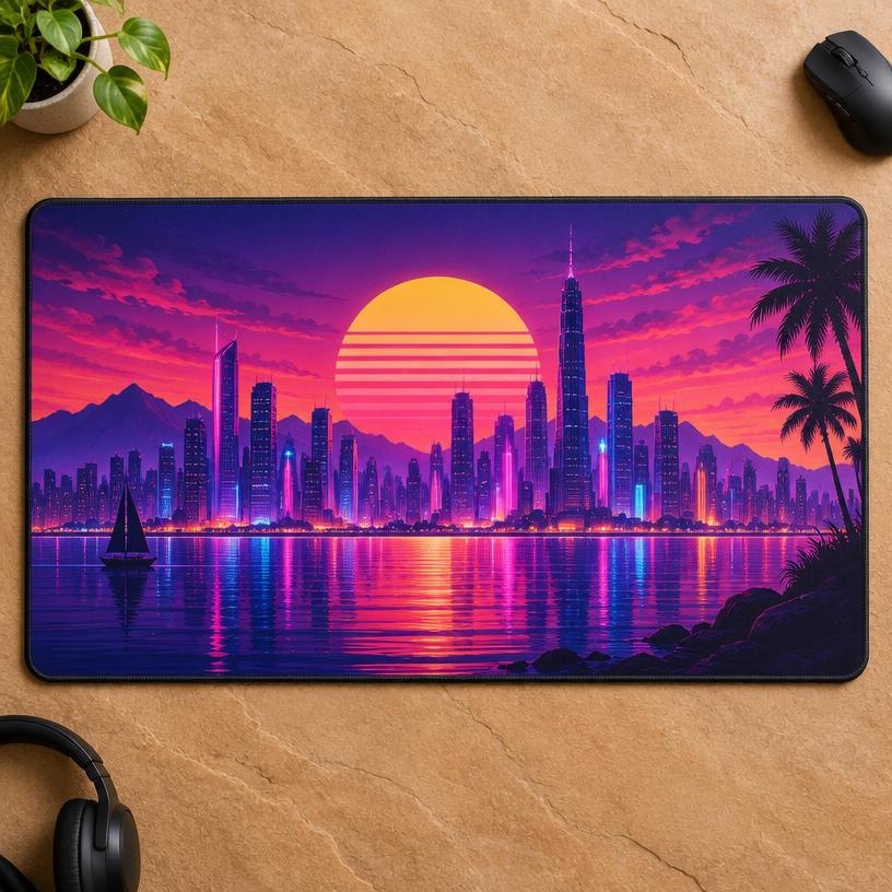 Neon Skyline Gaming Mousepad – XXL Desk Mat